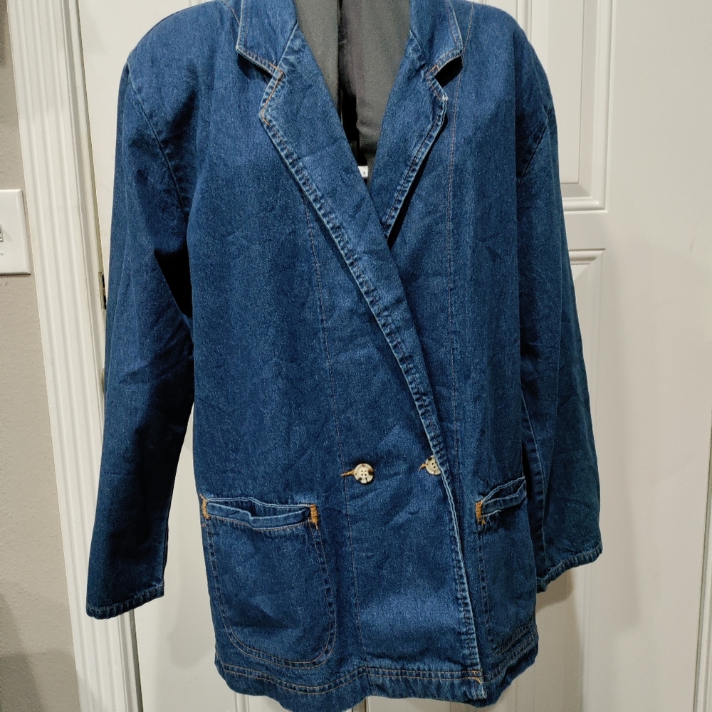 Vintage Vivaldi Jeanswear Women's Blue Denim Chore Coat Jacket Size Medium